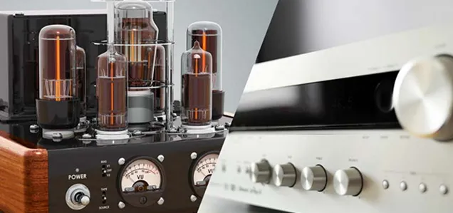 two close up images of dynamic range solid-state amplifiers